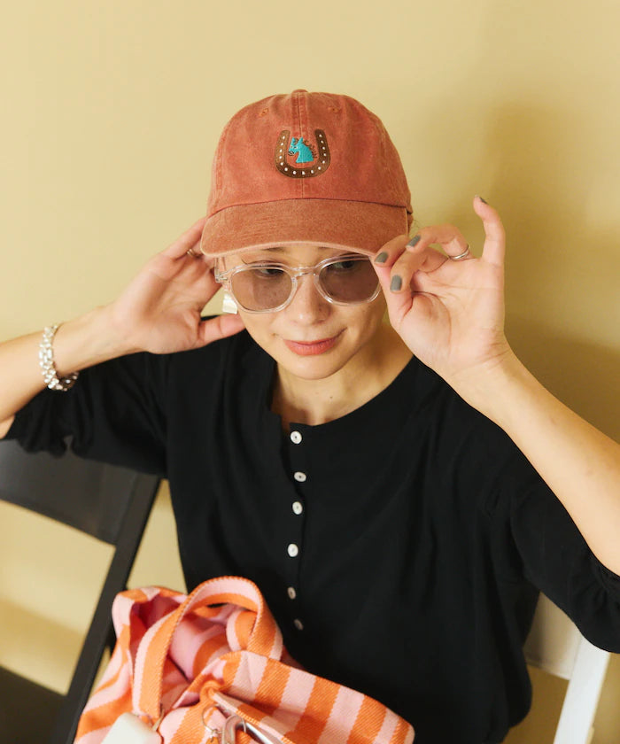 TOYAMEG Kaiun Horse Cap One Point Pigment Embroidery Cap
