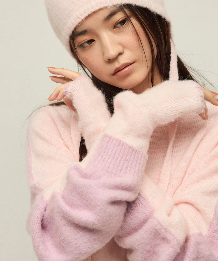 Alpaca Blend Bicolor Knit Gloves