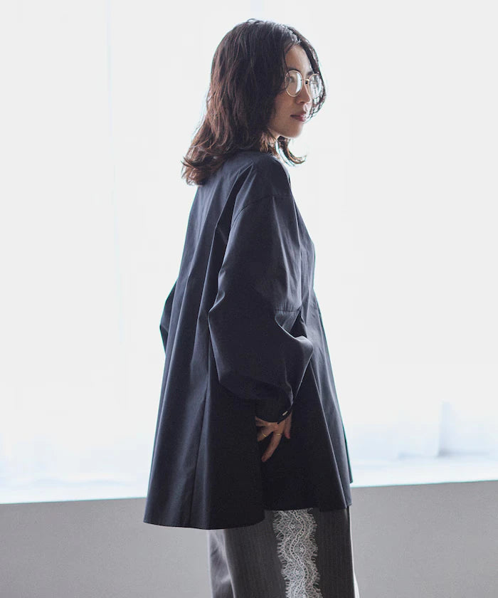 Flare Silhouette Skipper Balloon Sleeve Shirt