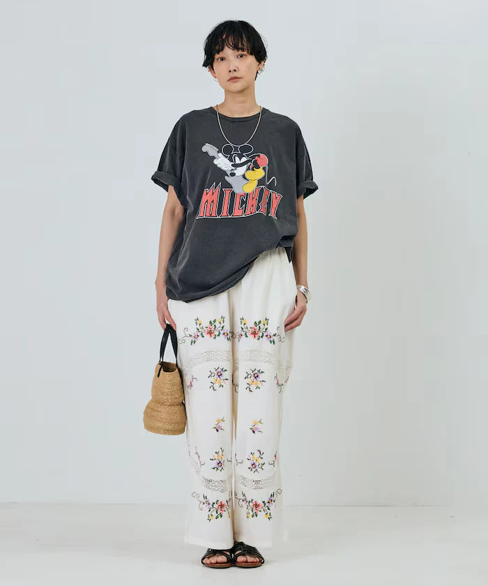 India Flower Cross Embroidery Lace Pants