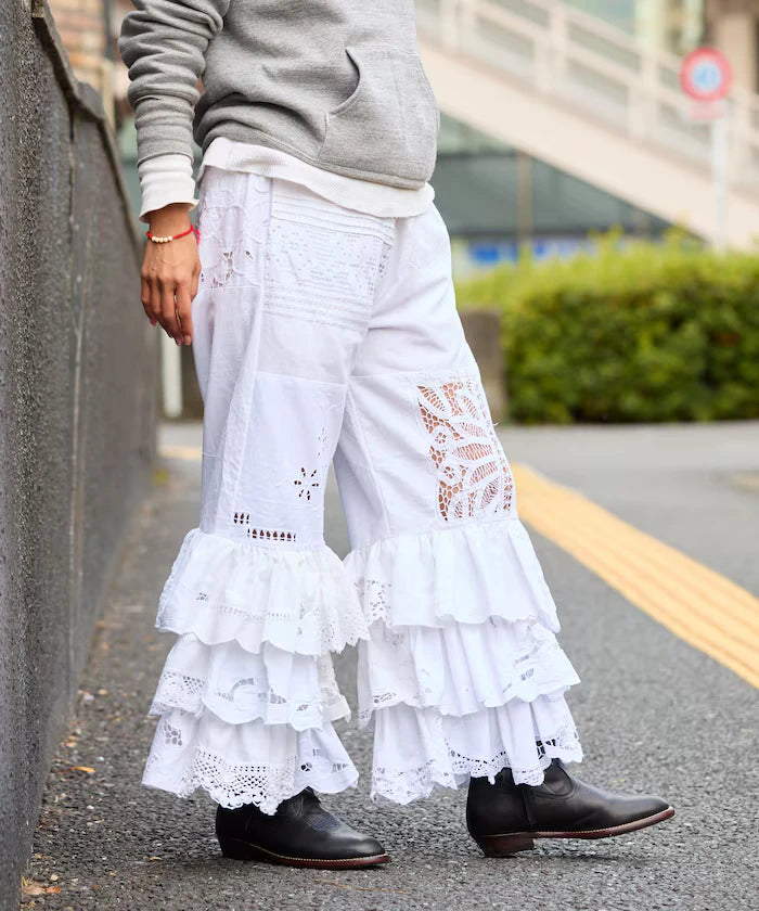 vintage lace tablecloth remake easy pants