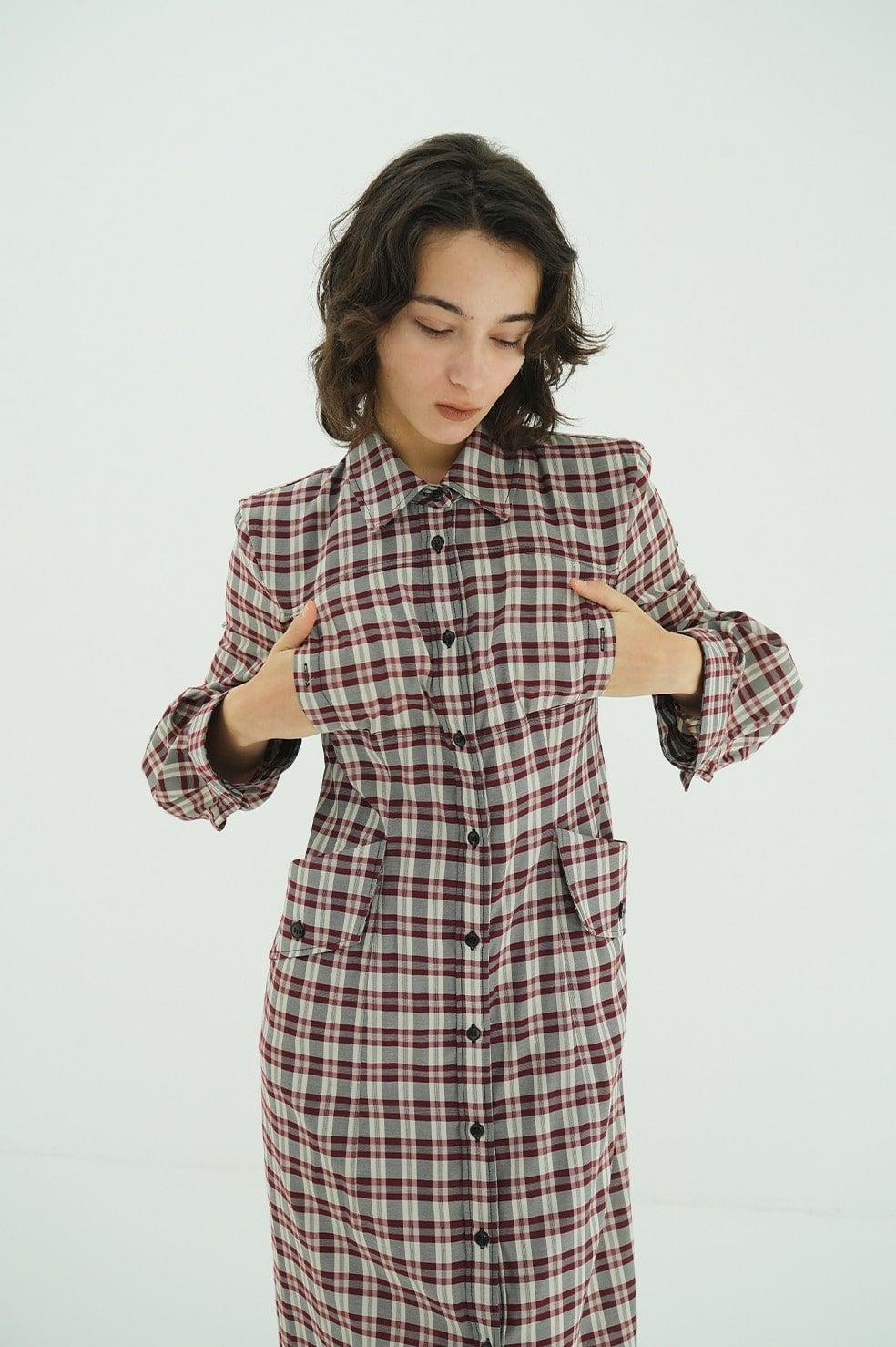 UP POCKET CHECK SHIRT ONEPIECE