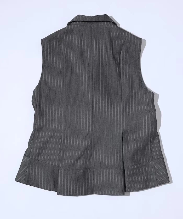 Pinstripe Flare Hem Short Vest