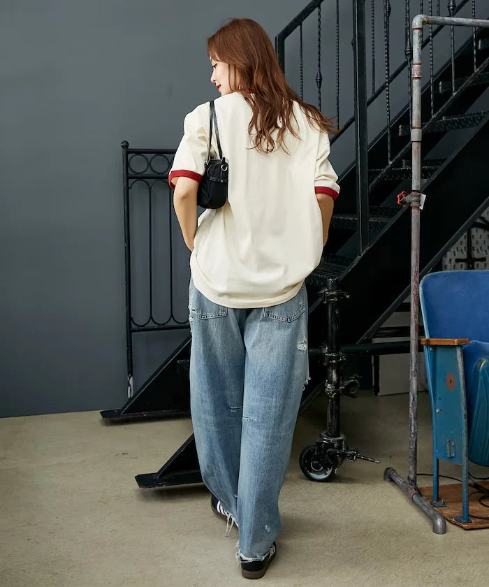 <Functional Material>Mickey Mouse/Sketch Ringer T-Shirt Limited Edition