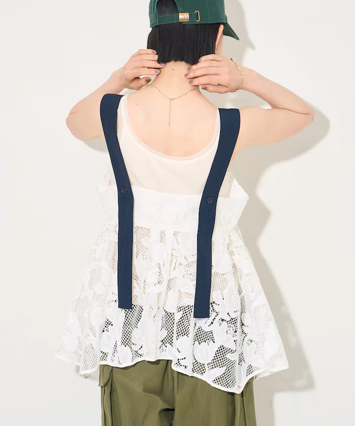 Flower Motif Batten Lace Iris Hem Camisole Top 【Limited Edition】