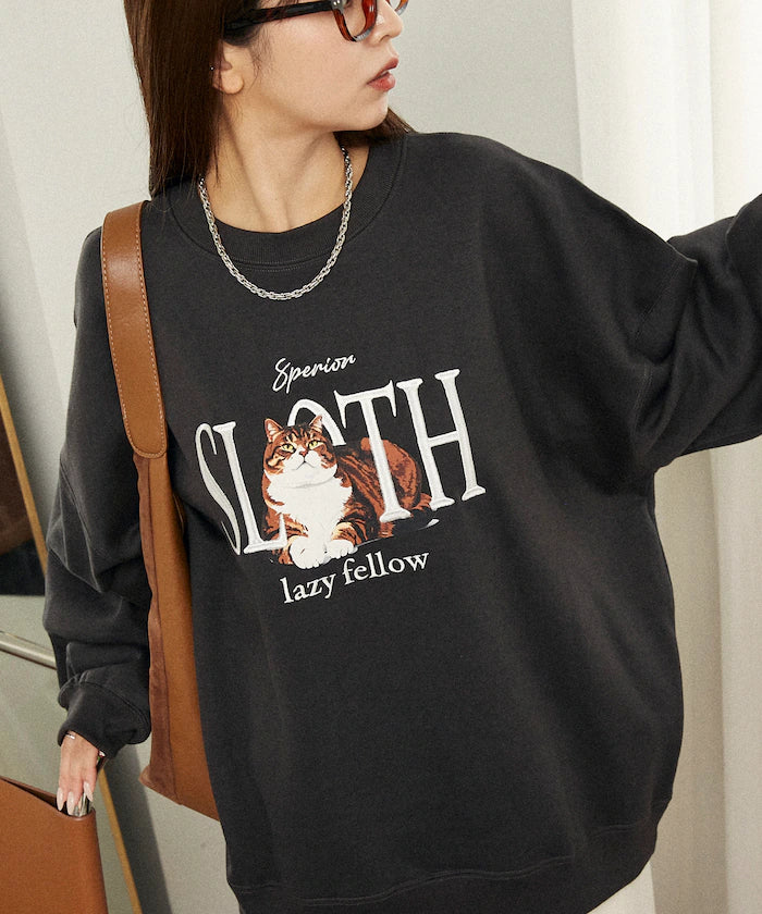 SLOTH Cat Fleece Lined Sweatshirt Limited Edition