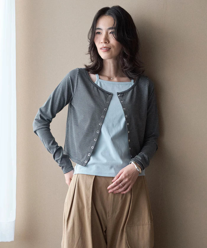 [February 12, 12:00 Release] Layered Set Top / Striped Cardigan & Camisole