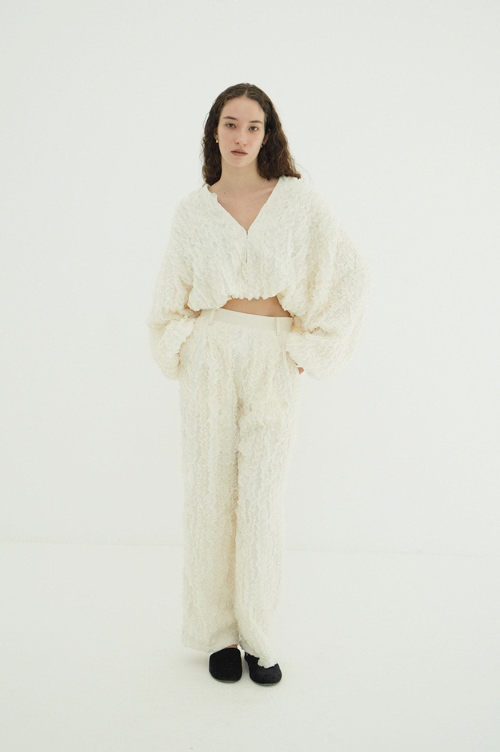 TOPSTITCHED FRILL BOLERO