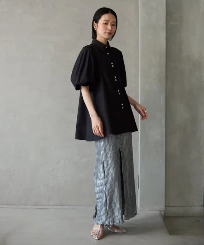 Switching Design Balloon Sleeve Shirt / 5-Minute Sleeve Blouse [Limited Edition]