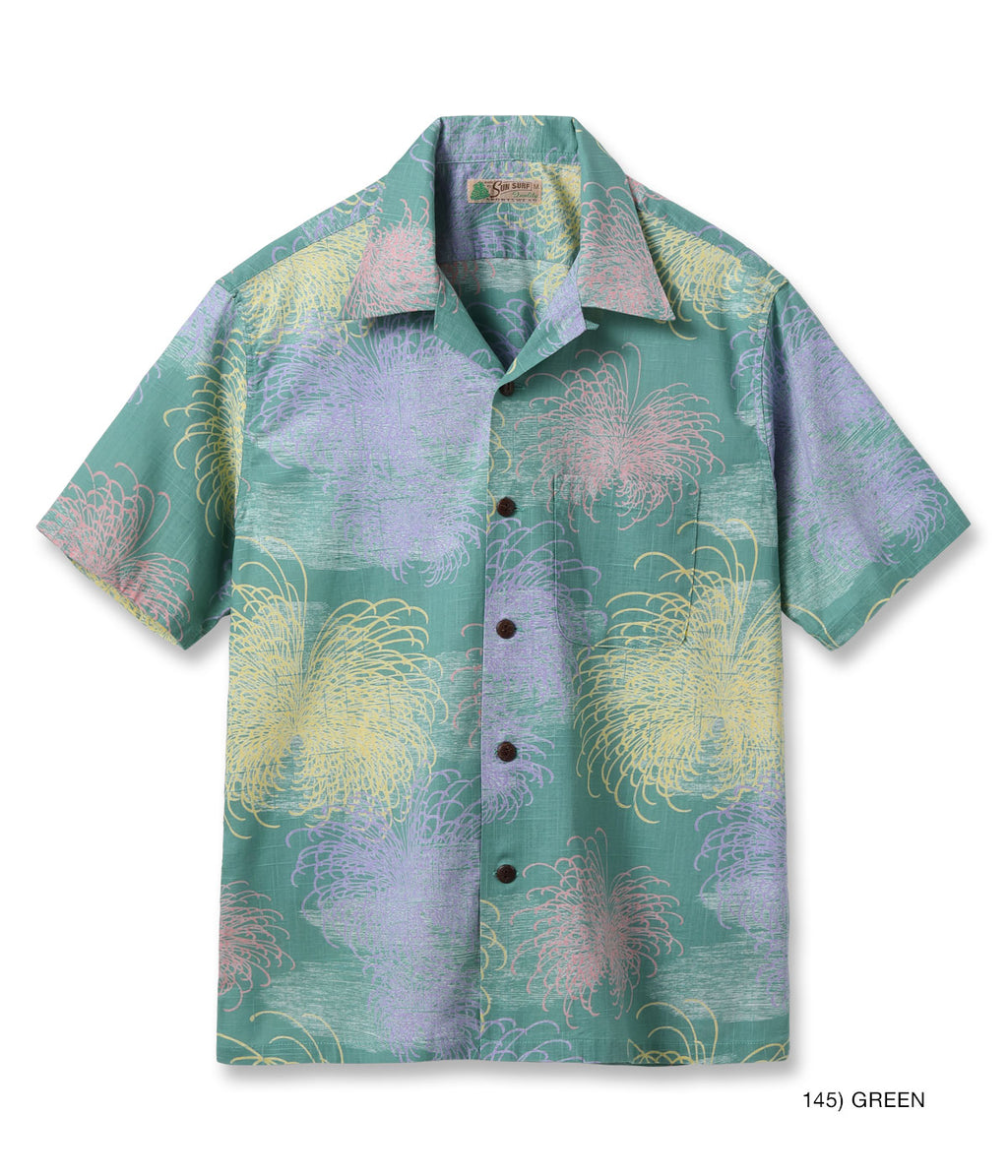 Cotton Linen Slubyarn Hawaiian Shirt 'Chrysanthemum'
