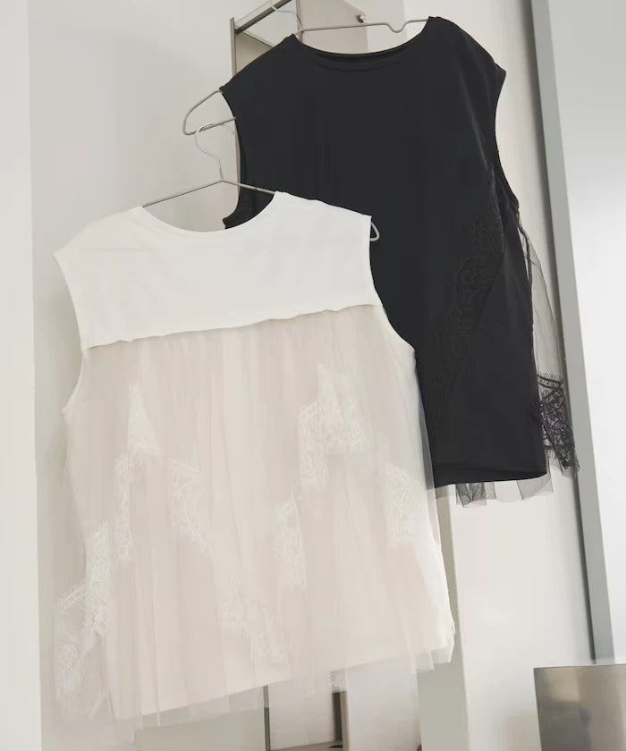 Organic Cotton Tulle Lace Docking Top