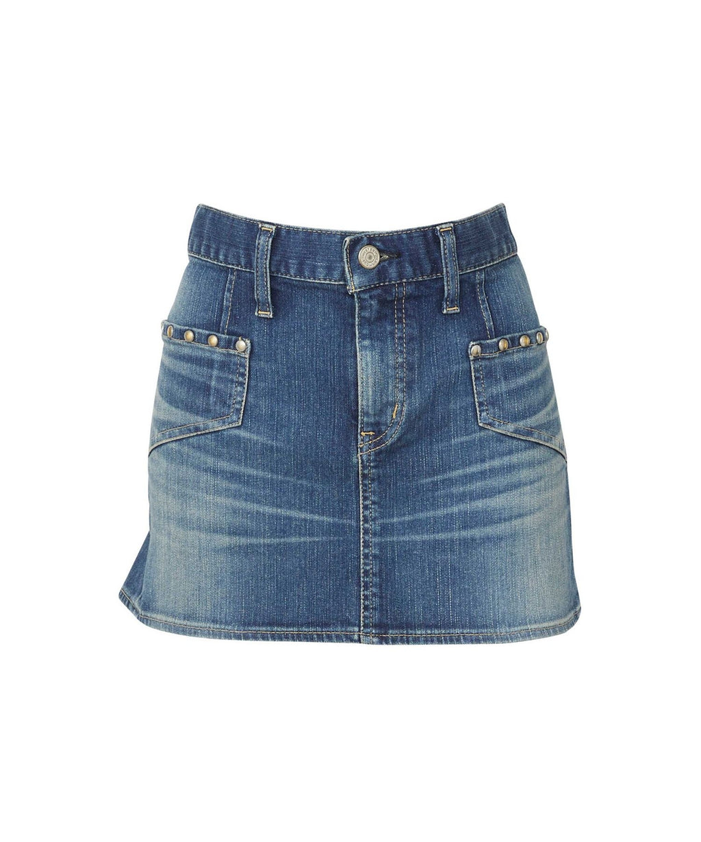 Back Lace-Up Micro Mini Denim Skirt