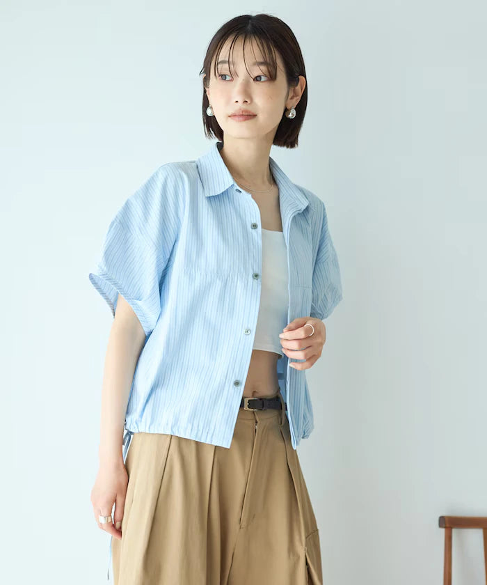 Switch Short Sleeve Hem Code Blouse