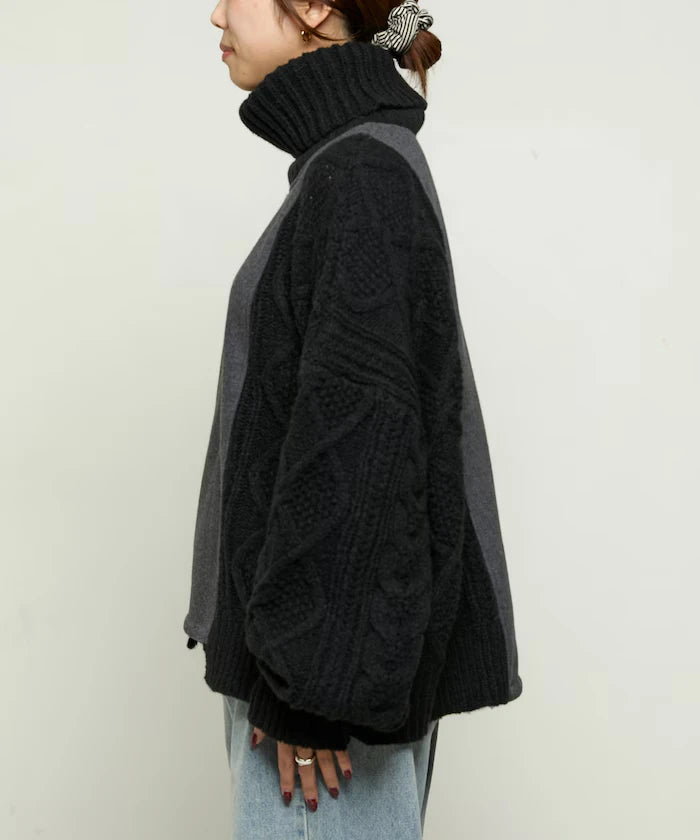 Mixed Material Switch Turtle Neck Knit Limited Edition