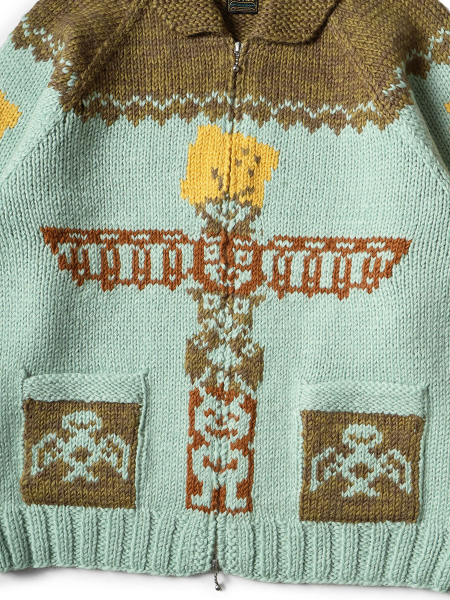Hand Knit PECKISH Totem Pole ZIP Cardigan
