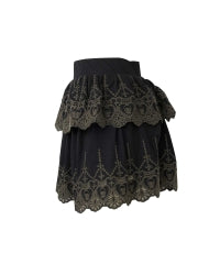 SKULL LACE Scalloped Embroidery Skirt