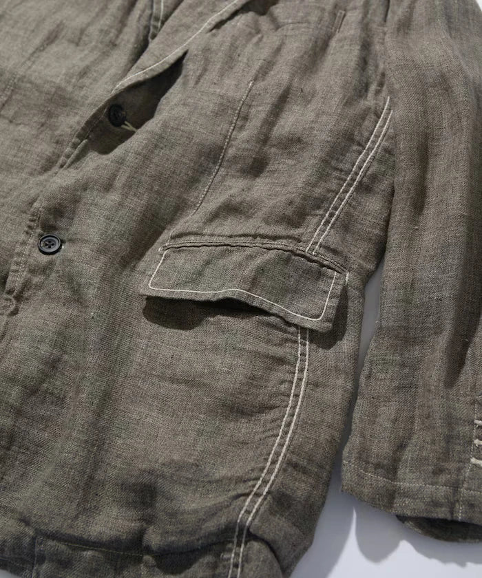 French Linen Tweed Tailored Jacket