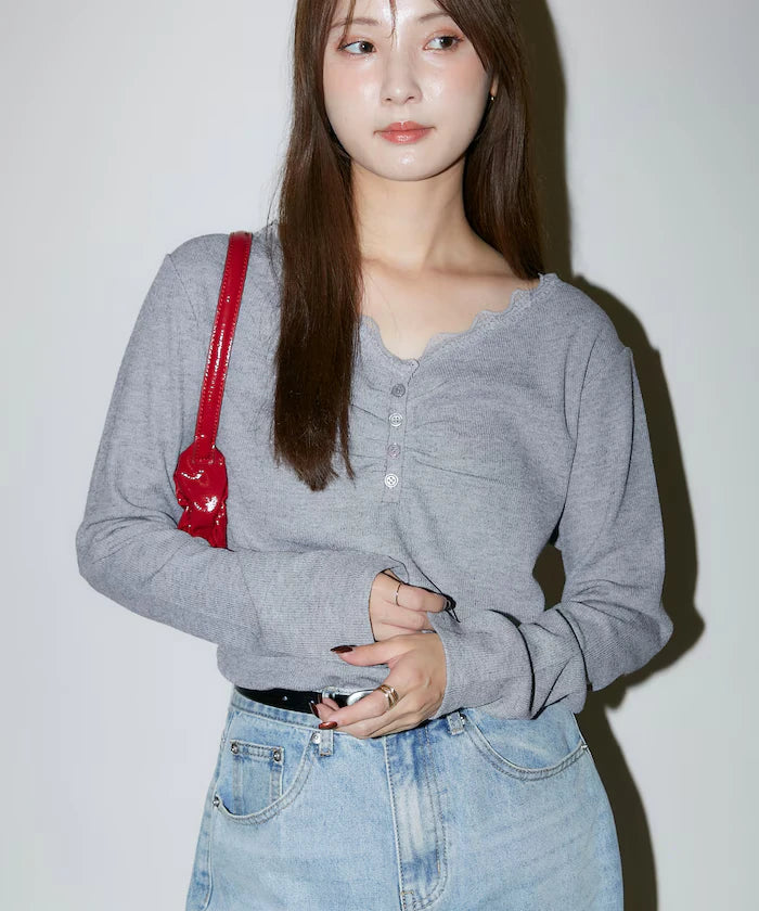 Henley Neck Lace Long Sleeve T Limited Edition