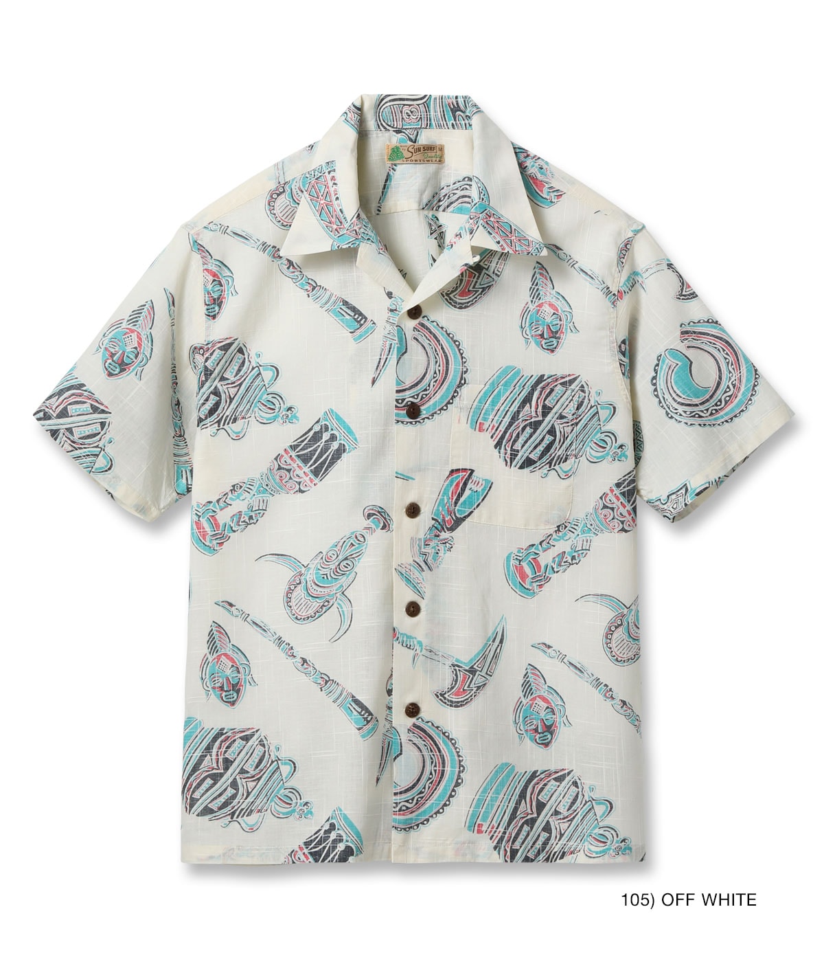 COTTON LINEN SLUBYARN OPEN SHIRT “NATIVE MASK”