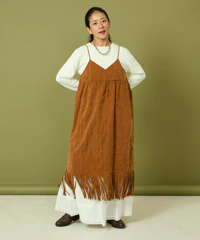 Fade-Processed Fringe Mini Dress