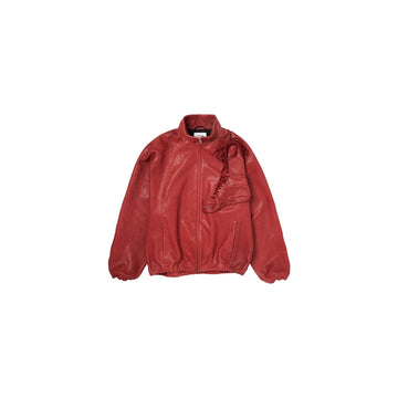 BASKETBALL SHOE POCKET LEATHER JACKET : RED