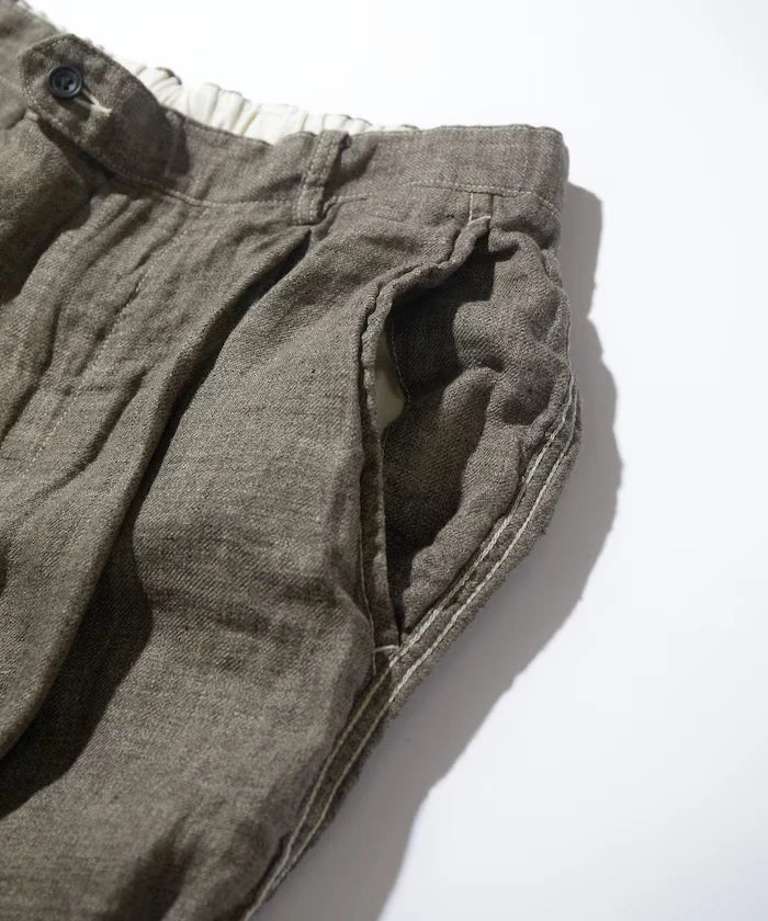 French Linen Tweed 1 Tuck Trousers