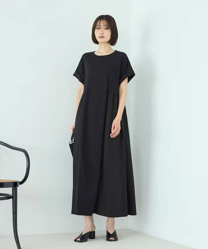 Organic Cotton Mixed Material Docking Gather Dress