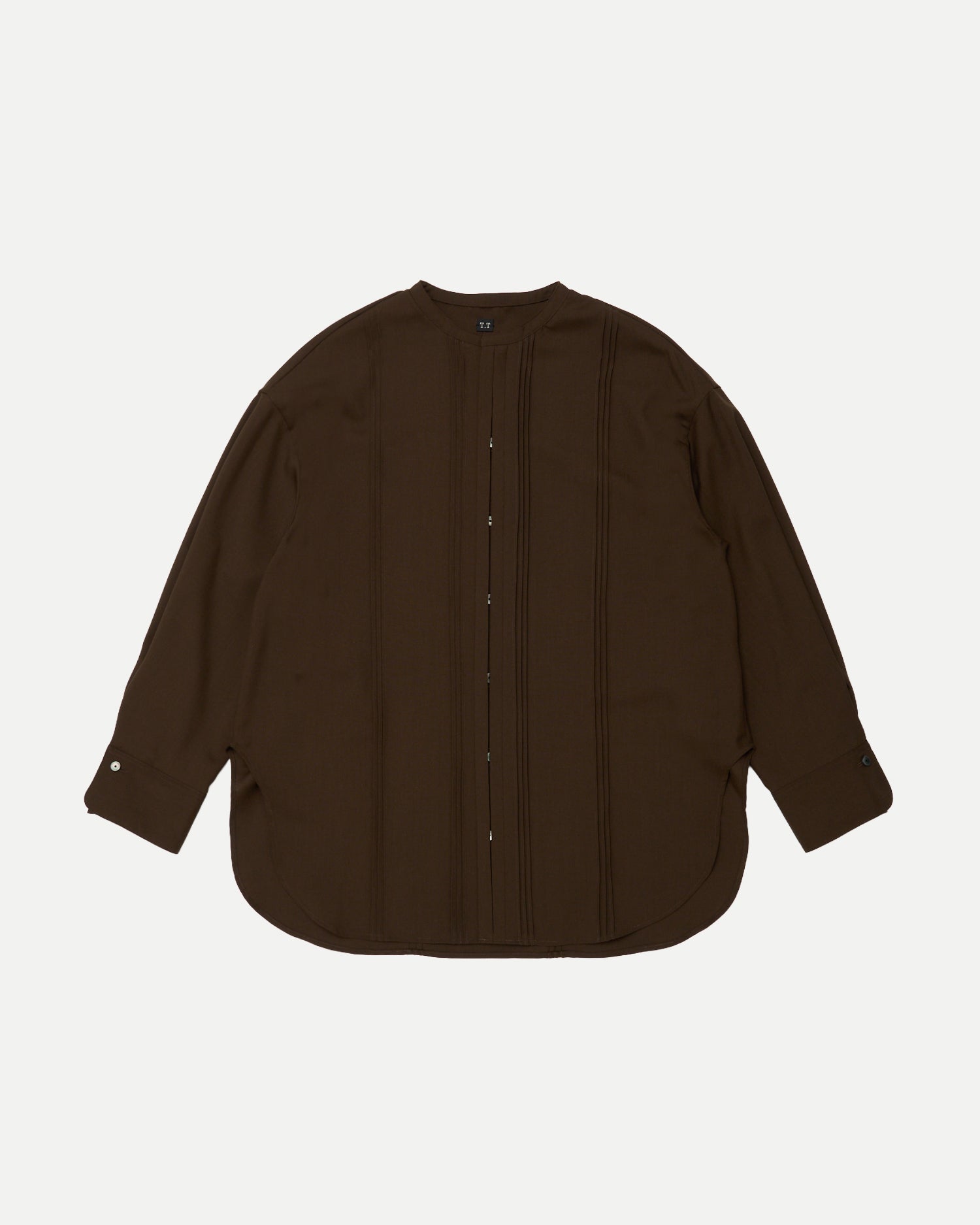 PIN TUCK STAND COLLAR BLOUSE