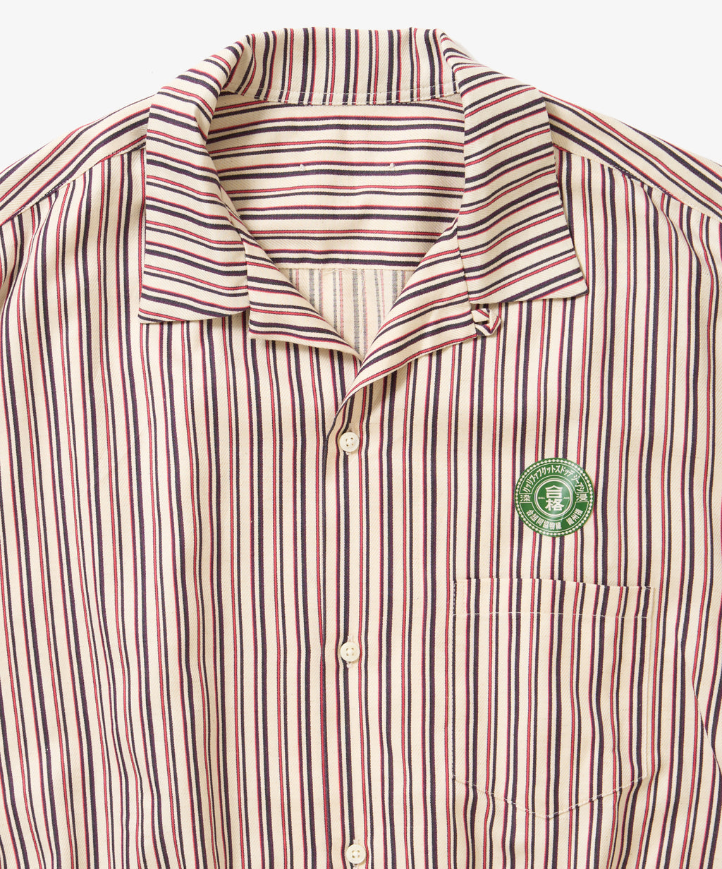 banshu ori ribbed shirts red black stripe short sleeve