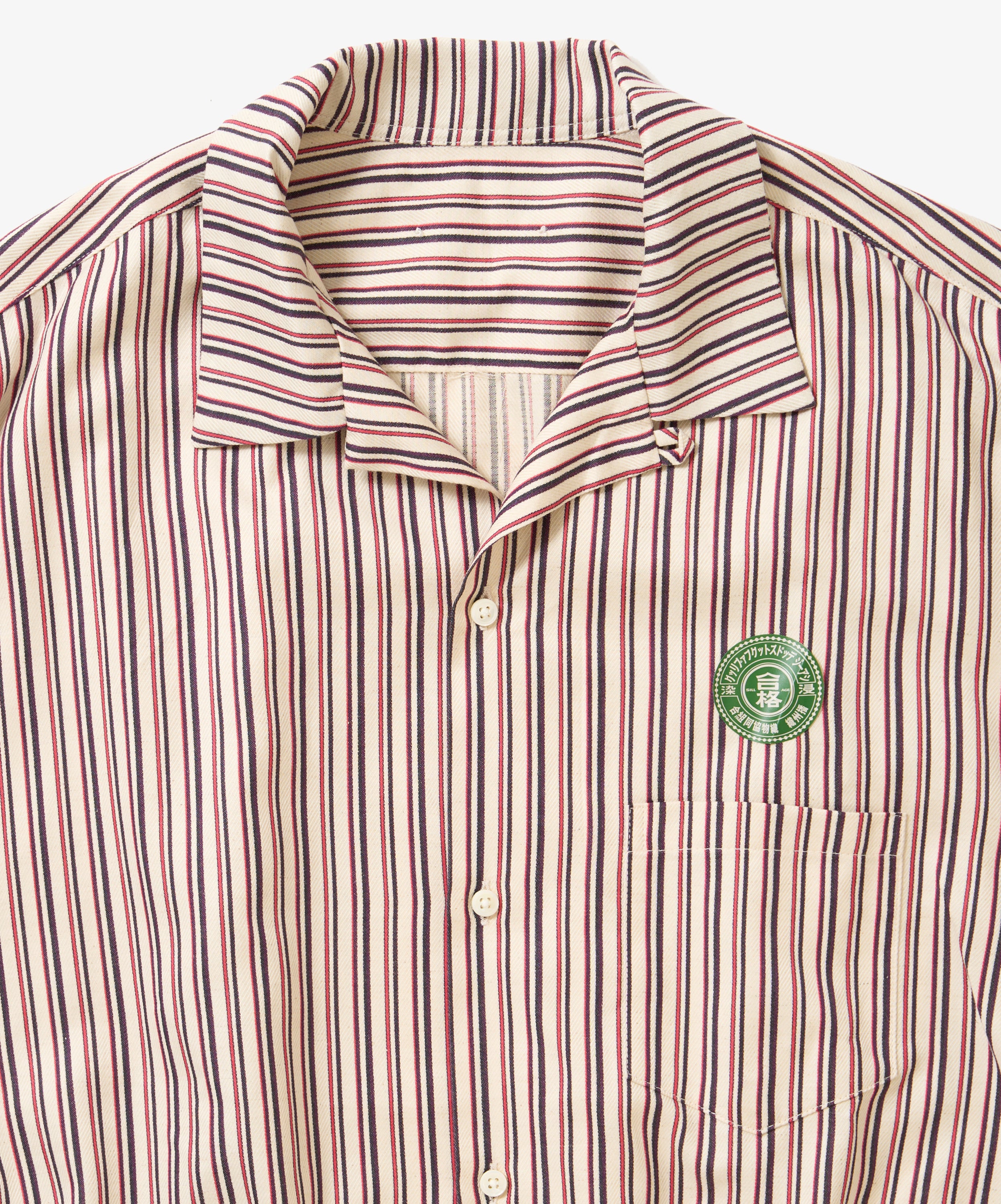 banshu ori ribbed shirts red black stripe short sleeve