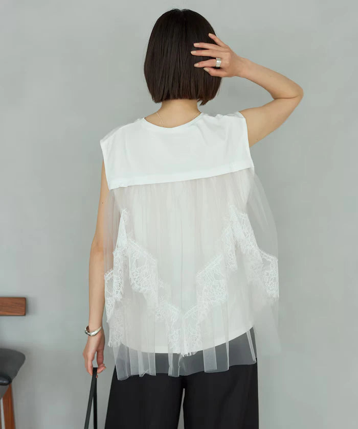 Organic Cotton Tulle Lace Docking Top