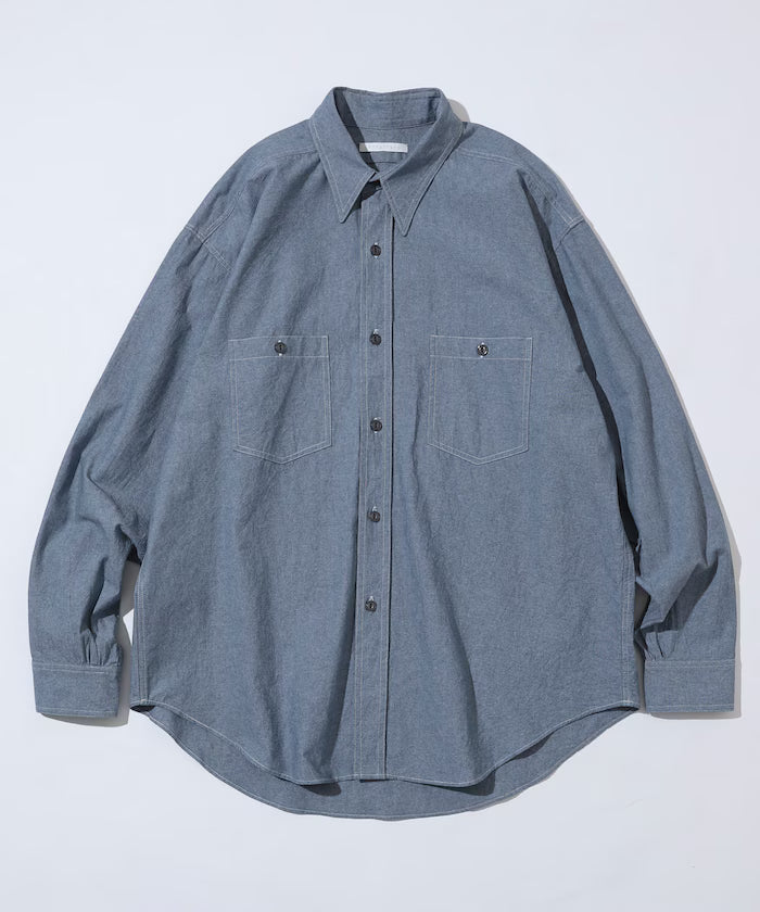 Oversized Classic Regular Collar Chambray Shirt Long Sleeve