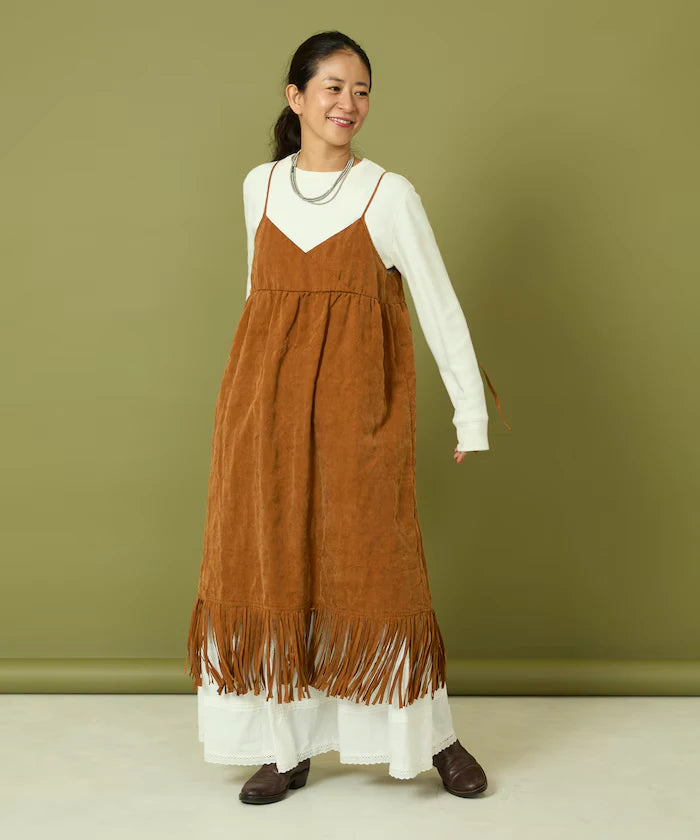 Fade-Processed Fringe Mini Dress