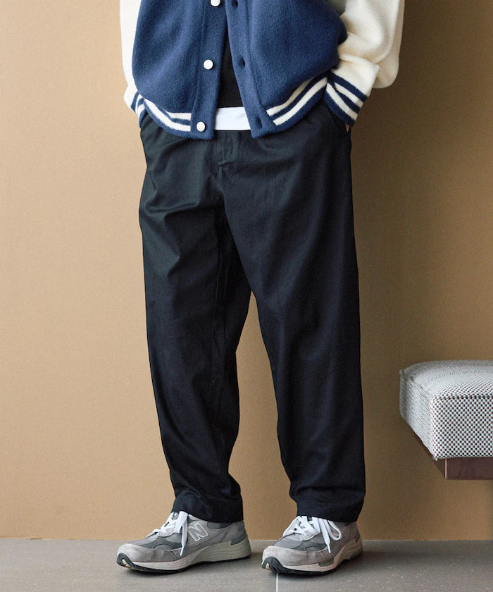 Wide Silhouette Drawstring Chino Pants / Tapered Silhouette Easy Chino Pants