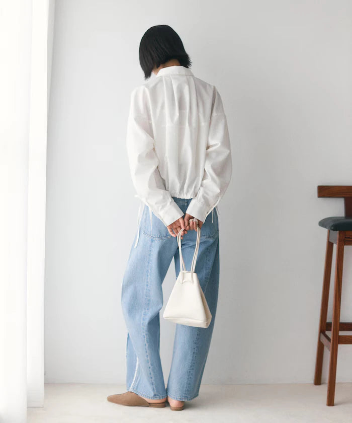 Hem Code Switch Short Length Long Sleeve Shirt