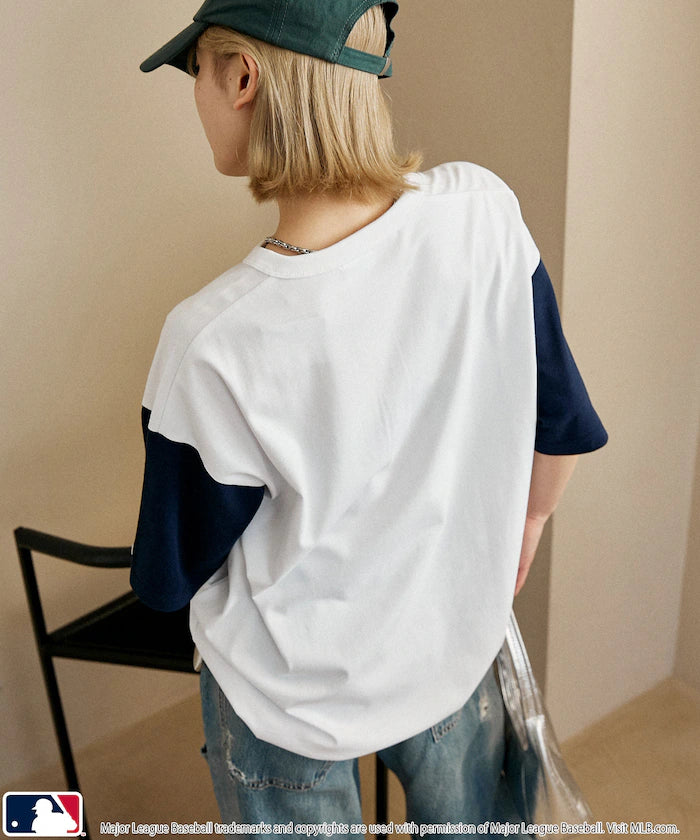 Limited Edition MLB Logo Print Henley Neck Oversized T-Shirt