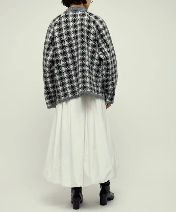 Wool Blend Gancube Check Knit Zip Blouson