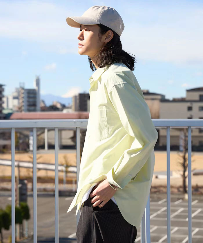 Nuance Color Oversized Regular Collar Long Sleeve Shirt