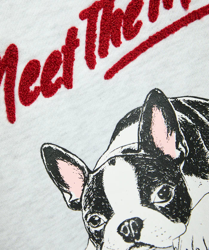 Sagara Embroidery French Bulldog Fleece-Lined Sweatshirt Limited Edition