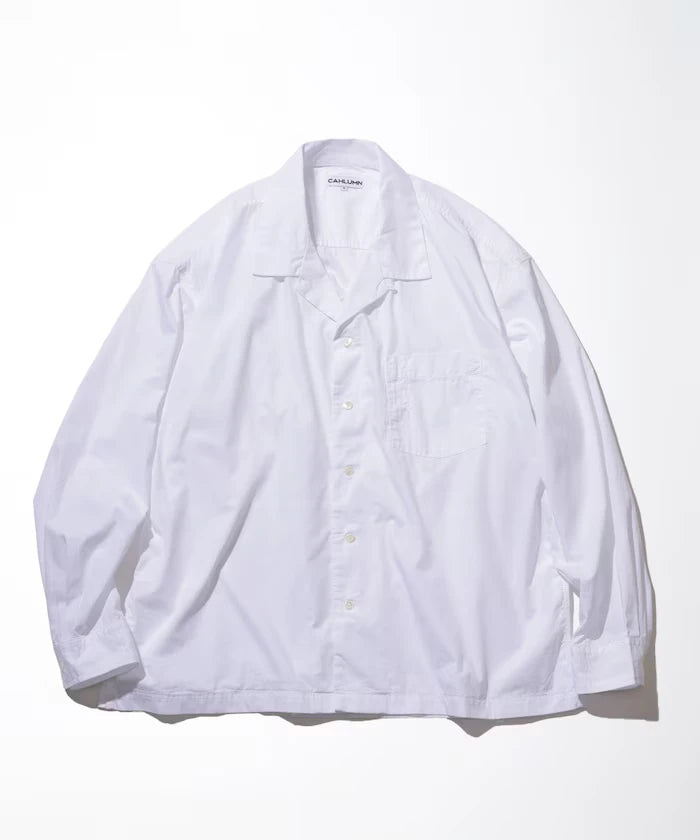 Magazine Pocket Broadcloth Open Collar Shirt