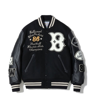 30oz. WOOL MELTON AWARD JACKET “BLUE PECKERS” (BLACK)