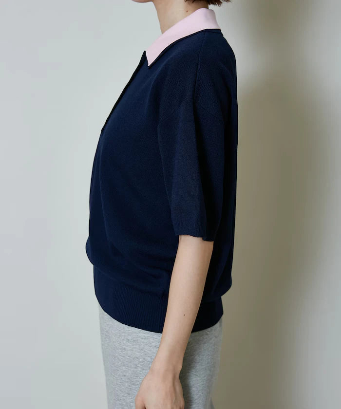 Color Scheme 2-Panel Collar Short Sleeve Knit Polo Shirt Limited Edition