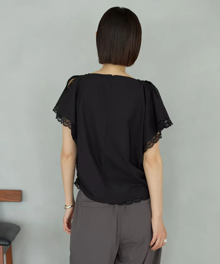 Handkerchief Sleeve Shirring Blouse