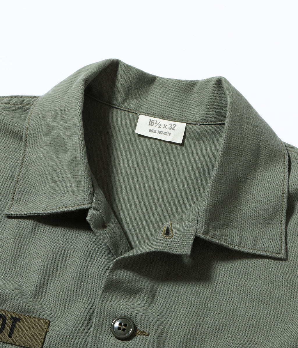 Shirt Man's Cotton Sateen Olive Green Shade107 "Demilitarized Zone"