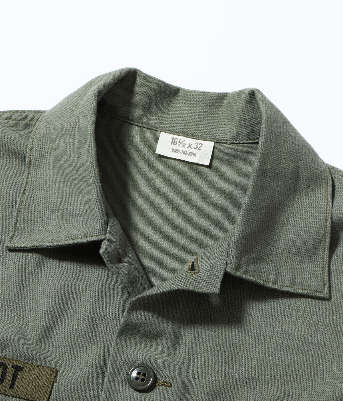 Shirt Man's Cotton Sateen Olive Green Shade107 "Demilitarized Zone"