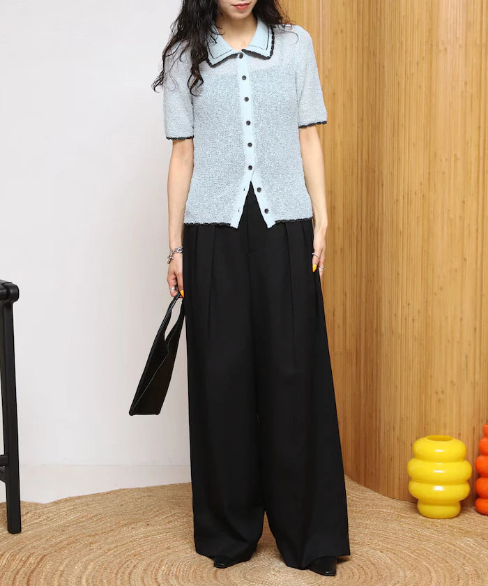 Color Embroidered Polo Collar Cardigan [Limited Edition]