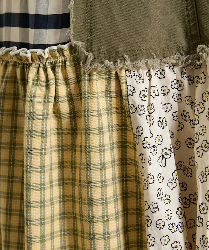 Flower & Check Docking Skirt