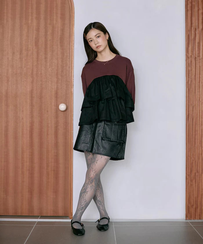 Organic Cotton Docking Frill Sweat / Relaxed Fit / Backed Sweat