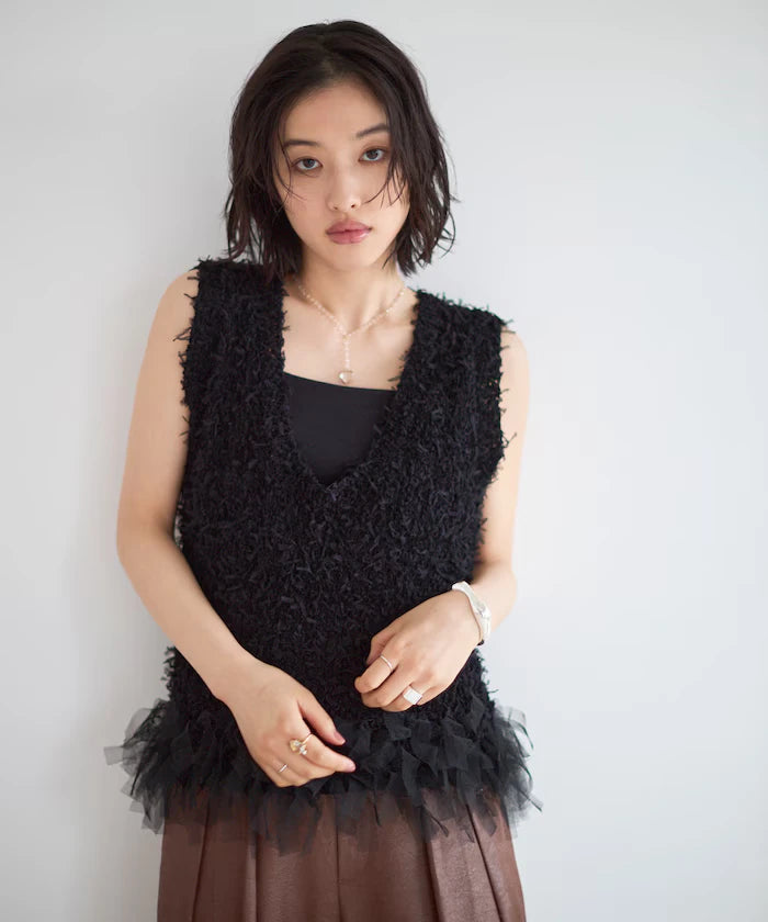 2WAY Fringe Hem Knit Vest