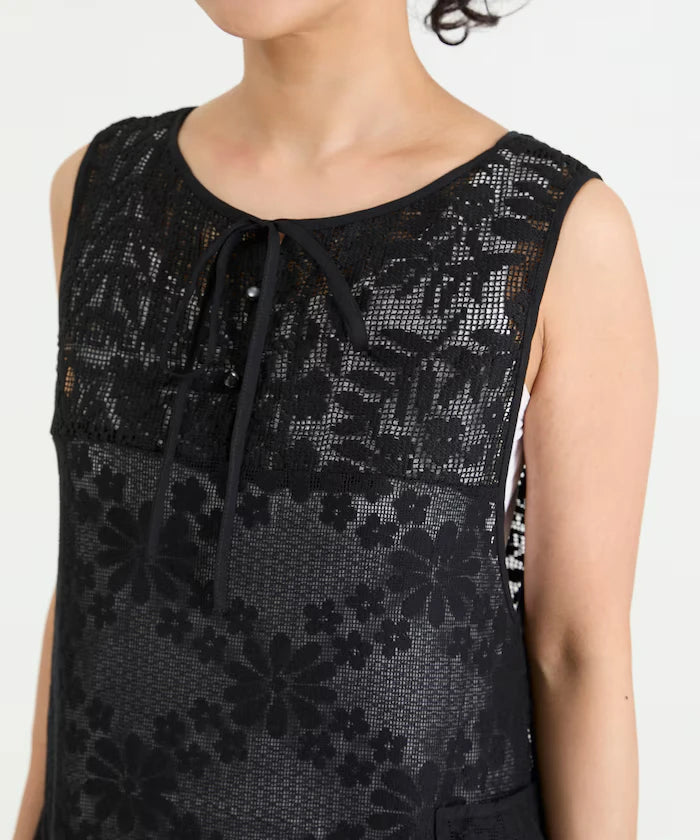 2WAY Lace Tiered Sleeveless Dress